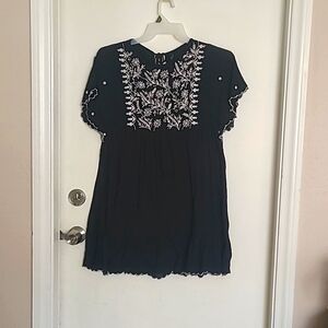 ZARA BLACK EMBROIDERED MINI DRESS